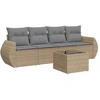 Image de vidaXL Ensemble de salon de jardin 5 pièces avec coussins Beige Poly Rattan