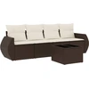 Image de vidaXL Ensemble de salon de jardin 5 pièces avec coussins Marron Poly Rattan