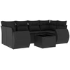 Image de vidaXL Ensemble de salon de jardin 7 pièces avec coussins noir poly rotin
