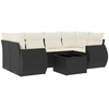 Image de vidaXL Ensemble de salon de jardin 7 pièces avec coussins noir poly rotin