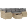 Image de vidaXL Ensemble de salon de jardin 7 pièces avec coussins Beige Poly Rattan