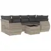 Image de vidaXL Ensemble de salon de jardin 7 pièces avec coussins gris clair Poly rotin
