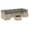 Image de vidaXL Ensemble de jardin canapé 8 pièces avec coussins Beige Poly Rattan
