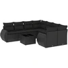 Image de vidaXL Ensemble de salon de jardin 9 pièces avec coussins noir poly rotin