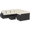 Image de vidaXL Ensemble de salon de jardin 9 pièces avec coussins noir poly rotin