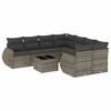 Image de vidaXL Ensemble de salon de jardin 9 pièces avec coussins Gris Poly rotin