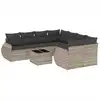 Image de vidaXL Ensemble de salon de jardin 9 pièces avec coussins gris clair Poly rotin