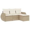 Image de vidaXL Ensemble de salon de jardin 4 pièces avec coussins Beige Poly Rattan