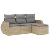 Image de vidaXL Ensemble de salon de jardin 4 pièces avec coussins Beige Poly Rattan