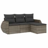 Image de vidaXL Ensemble de salon de jardin 4 pièces avec coussins Gris Poly rotin