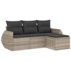 Image de vidaXL Ensemble de salon de jardin 4 pièces avec coussins gris clair Poly rotin