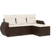 Image de vidaXL Ensemble de salon de jardin 4 pièces avec coussins Marron Poly Rattan