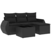 Image de vidaXL Ensemble de salon de jardin 5 pièces avec coussins noir poly rotin