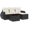Image de vidaXL Ensemble de salon de jardin 5 pièces avec coussins noir poly rotin