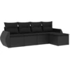Image de vidaXL Ensemble de salon de jardin 5 pièces avec coussins noir poly rotin
