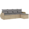 Image de vidaXL Ensemble de salon de jardin 5 pièces avec coussins Beige Poly Rattan
