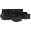 Image de vidaXL Ensemble de salon de jardin 6 pièces avec coussins noir poly rotin