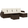 Image de vidaXL Ensemble de salon de jardin 6 pièces avec coussins Marron Poly Rattan
