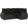 Image de vidaXL Ensemble de salon de jardin 4 pièces avec coussins noir poly rotin