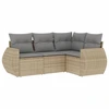 Image de vidaXL Ensemble de salon de jardin 4 pièces avec coussins Beige Poly Rattan