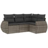 Image de vidaXL Ensemble de salon de jardin 4 pièces avec coussins Gris Poly rotin