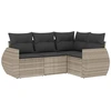 Image de vidaXL Ensemble de salon de jardin 4 pièces avec coussins gris clair Poly rotin