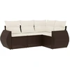 Image de vidaXL Ensemble de salon de jardin 4 pièces avec coussins Marron Poly Rattan