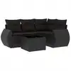 Image de vidaXL Ensemble de salon de jardin 5 pièces avec coussins noir poly rotin