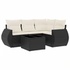 Image de vidaXL Ensemble de salon de jardin 5 pièces avec coussins noir poly rotin