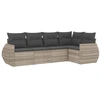 Image de vidaXL Ensemble de salon de jardin 5 pièces avec coussins gris clair Poly rotin