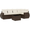 Image de vidaXL Ensemble de salon de jardin 6 pièces avec coussins Marron Poly Rattan