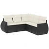 Image de vidaXL Ensemble de salon de jardin 5 pièces avec coussins noir poly rotin