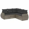 Image de vidaXL Ensemble de salon de jardin 5 pièces avec coussins Gris Poly rotin