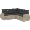 Image de vidaXL Ensemble de salon de jardin 5 pièces avec coussins gris clair Poly rotin