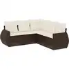 Image de vidaXL Ensemble de salon de jardin 5 pièces avec coussins Marron Poly Rattan