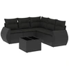 Image de vidaXL Ensemble de salon de jardin 6 pièces avec coussins noir poly rotin