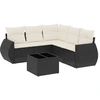 Image de vidaXL Ensemble de salon de jardin 6 pièces avec coussins noir poly rotin