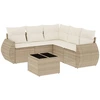 Image de vidaXL Ensemble de salon de jardin 6 pièces avec coussins Beige Poly Rattan