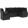 Image de vidaXL Ensemble de salon de jardin 5 pièces avec coussins noir poly rotin