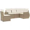 Image de vidaXL Ensemble de salon de jardin 5 pièces avec coussins Beige Poly Rattan