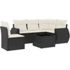 Image de vidaXL Ensemble de salon de jardin 6 pièces avec coussins noir poly rotin