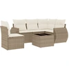Image de vidaXL Ensemble de salon de jardin 6 pièces avec coussins Beige Poly Rattan
