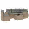 Image de vidaXL Ensemble de salon de jardin 6 pièces avec coussins Beige Poly Rattan
