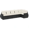 Image de vidaXL Ensemble de salon de jardin 6 pièces avec coussins noir poly rotin