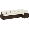 Image de vidaXL Ensemble de salon de jardin 6 pièces avec coussins Marron Poly Rattan