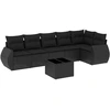 Image de vidaXL Ensemble de salon de jardin 7 pièces avec coussins noir poly rotin