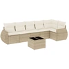 Image de vidaXL Ensemble de salon de jardin 7 pièces avec coussins Beige Poly Rattan
