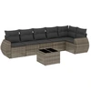 Image de vidaXL Ensemble de salon de jardin 7 pièces avec coussins Gris Poly rotin
