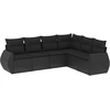 Image de vidaXL Ensemble de salon de jardin 6 pièces avec coussins noir poly rotin