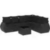 Image de vidaXL Ensemble de salon de jardin 7 pièces avec coussins noir poly rotin